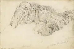 Rudolf von Alt, Mountain study; backside: figure study, 1840, pencil on paper
