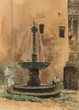 Rudolf von Alt, Nuremberg, fountain in the courtyard of the townhall