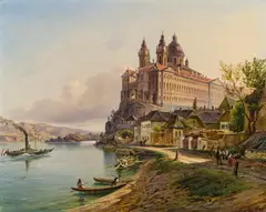 View of Melk Abbey by the Danube by Josef Fischer, 1843, oil on canvas, sold Jun 2015