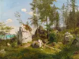 Ludwig Halauska, Coastal landscape near Weißenbach by the Attersee