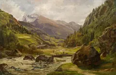 Alpine landscape by Anton Schiffer, 1857, oil on canvas, sold Jun 2015