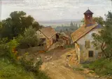 Hugo Darnaut, Village in Moravia, oil on panel