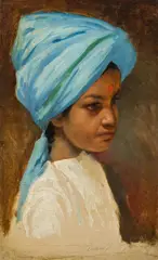 Rudolf Swoboda, Indian boy (head study), oil on panel; unframed