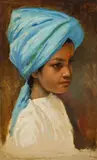 Rudolf Swoboda, Indian boy (head study), oil on panel; unframed