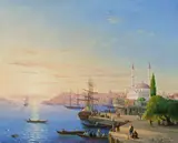 Alberto Pasini, View of Istanbul, oil on canvas