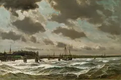 Anton Melbye, Approaching storm (wiew of the Elbe near Hamburg?), 1866, oil on canvas