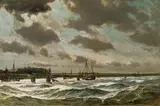 Anton Melbye, Approaching storm (wiew of the Elbe near Hamburg?), 1866, oil on canvas