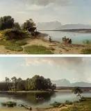 Otto Seitz, Pendants: Two river landscapes, oil on canvas