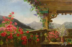 Paula Wildhack, View onto the mountains from a balcony, 1916, oil on canvas