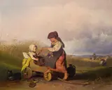 Johann Baptist Wengler, Siblings playing, 1848, oil on panel