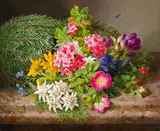 Josef Lauer, Bouquet with Alpine flowers, 1872, oil on canvas