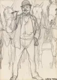 Ludwig Koch, The cab driver, pencil on paper