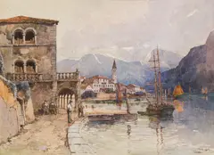 Fritz Lach, View of Perasto, 1909, watercolour on paper