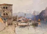 Fritz Lach, View of Perasto, 1909, watercolour on paper