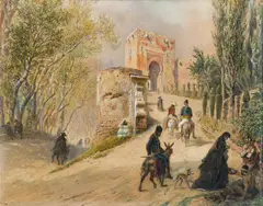 Carl Goebel, Granada, Puerta de la Justicia (entry to the Alhambra), 1866, watercolour on paper