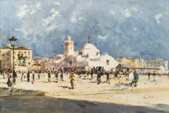 Algiers, view of the Mosque El Jdid by Pieter ten Cate, oil on canvas, sold Jun 2015