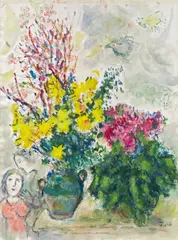Marc Chagall, Les Amoureux au Bouquet, 1978, gouache and coloured pencil on paper