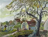 Oskar Laske, Erbersdorf, ca. 1940, mixed media on paper