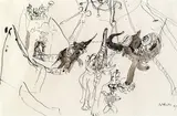 Kurt Moldovan, Circus scene, 1969, India ink on Ingres paper