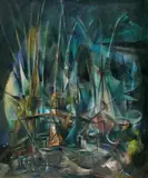 Georg Mayer-Marton, Night Harbour, Douarnenez, 1950, oil on canvas