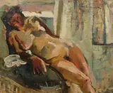 Willy Eisenschitz, Female nude on green divan