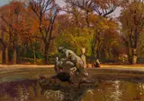 Hans Wilt, Naiad Fountain at Schönbrunn, oil on canvas on cardboard