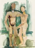 Ferdinand Stransky, Nude pair, 1961, mixed media on paper
