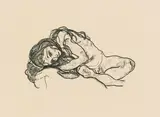 Egon Schiele, Girl (from the portfolio "Das Graphische Werk von Egon Schiele"), 1918, crayon lithograph on paper; unframed