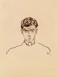 Egon Schiele, Portrait of Paris von Gütersloh (from the portfolio "Das Graphische Werk von Egon Schiele"), 1918, crayon lithograph on paper; unframed