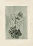 Egon Schiele, Sorrow (from the portfolio "Das Graphische Werk von Egon Schiele"), 1914, drypoint on paper; unframed