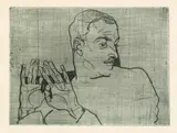 Egon Schiele, Portrait of Arthur Roessler (from the portfolio "Das Graphische Werk von Egon Schiele"), 1914, drypoint on paper