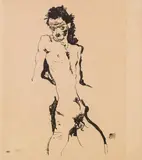Egon Schiele, Male Nude (Self portrait) I, 1912, ink lithograph on paper; unframed