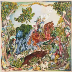 Albert Paris Gütersloh, Die Eberjagd (boar hunt), 1930, gouache on paper