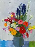 Ferdinand Kitt, Blue vase with flowers, ca. 1935-40, oil on canvas