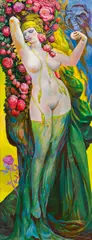 Ernst Fuchs, Akt mit Goldhelm/Der goldene Helm, 1994, oil, egg tempera on canvas