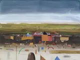 Karl Korab, Untitled (houses in a landscape)