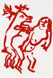 Otto Muehl, Frau mit Hirsch, 1984, serigraphy