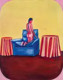 Hubert Schmalix, Blue fauteuil, 1985, oil on canvas