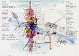 Grenzen - Borders, Poesie Peter Paul Wiplinger by Hans Staudacher, 1978, mixed media on paper, sold Mar 2015