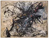 Untitled (Diptych) by Hans Staudacher, 1959, oil on wrapping paper on board, sold Mar 2015