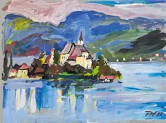 Franz Wlcek, Maria Wörth, 1987, tempera on paper