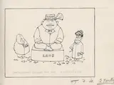 Paul Flora, Political cartoon, mixed lot 13 sheets: January until April