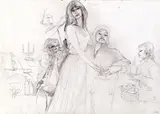 Leherb, Selbst mit Lotte, pencil on cardboard