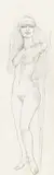 Leherb, Untitled (female nude), pencil on cardboard; unframed