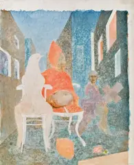 Untitled by Leherb, mixed media on cardboard; unframed, sold Mar 2015