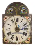 Leherb, Le Voyeur Immortel, 1962, wooden clockface, painted, glass eyes, clockwork