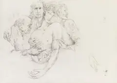 Untitled by Leherb, pencil on cardboard; unframed, sold Mar 2015