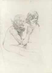 Untitled (Albert Einstein) by Leherb, pencil cardboard; unframed, sold Mar 2015