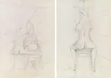 Leherb, Mixed lot of 2 drawings, pencil on cardboard; unframed