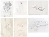 Leherb, Mixed lot of 6 drawings and prints, pencil on paper; pencil on tracing paper; print on tracing paper; unframed